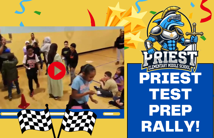  A picture of the school's dolphin mascot and a picture of students playing in the gym
